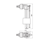 GALLEGGIANTE COMPACT ATTACCO LATERALE OTTONE 3/8”