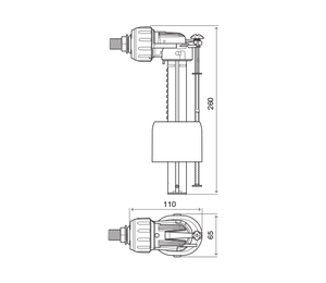 GALLEGGIANTE COMPACT ATTACCO LATERALE OTTONE 3/8”