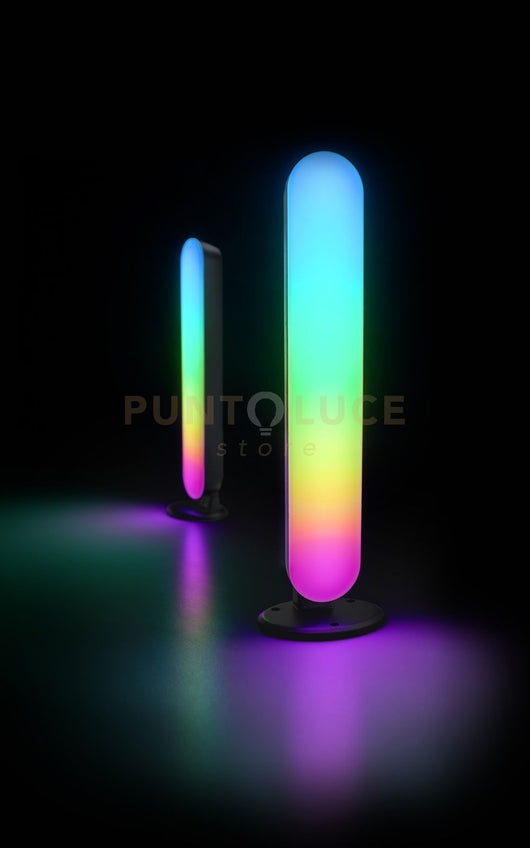 GAME SET 2 LAMPADE DA TAVOLO LED CON TELECOMANDO MULTIFUNZIONE LUCE BIANCA + RGB CON LUCE DINAMICA E CONTROLLO DEL SUONO RICARICABILI USB H. 28CM 5W