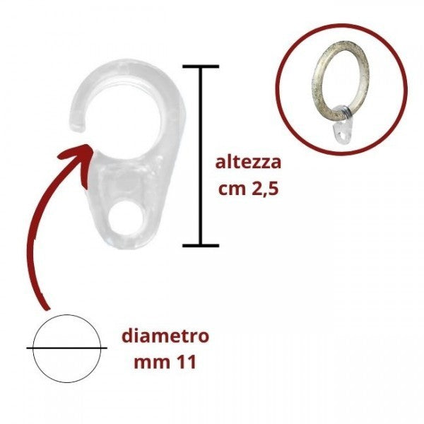 GANCIO APERTO BIANCO X ANELLI TENDE D7 PZ.20