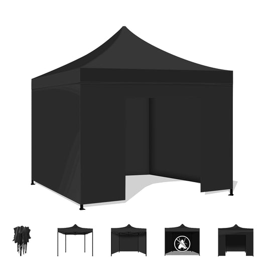 Tenda / Gazebo Per Giardino 3X3 Impermeabile Tendone Pieghevole Per Fiere E Mercati Colore Nero