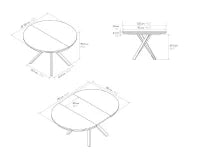 PAZZO DESIGN Tavolo Allungabile con Gambe Incrociate rotondo, Made in Italy, Basamento Nero, Bianco frassinato