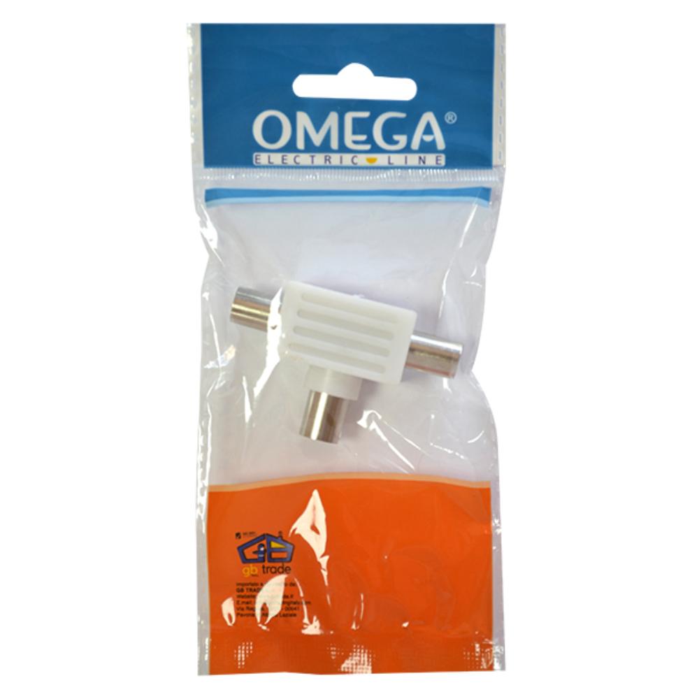 ADATTATORE TRIPLO COASSIALE JACK 9,5MM ENTRATA FEMMINA 2 USCITE MASCHIO