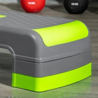 Step Fitness per Aerobica Regolabile su 3 Altezze 10-15-20 cm in Plastica, Verde e Grigio