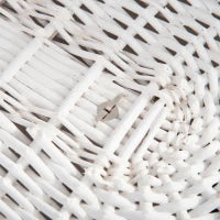 Cesto Portabiancheria in Vimini con Coperchio e Sacco Interno in Tessuto Lavabile, Bianco