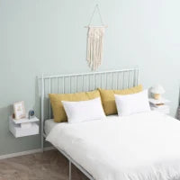 Set da 2 Comodini Sospesi per Camera da Letto con Cassetto e Mensola Superiore in Legno 35x32x22.5cm