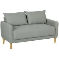 Divanetto 2 Posti Vellutato con Vano Portaoggetti Inferiore e Cuscini, 140x72x82 cm, Grigio