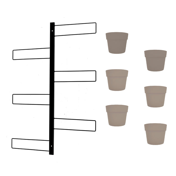 Tecnokit fioriera verticale Gemma cm 70x100 in acciaio, completa di 6 vasi pensili Comby diametro cm 14 e 6 vasi cm 10