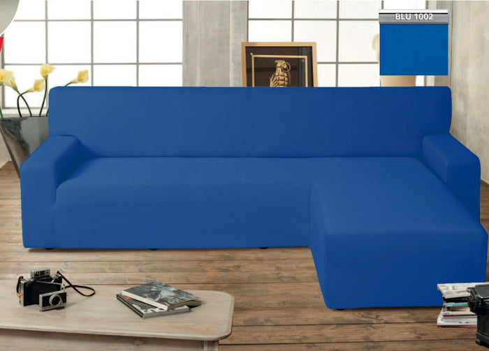 Copridivano Genius Con Penisola Chaise Longue Modello Swing Colore Blu - Destra - Blu
