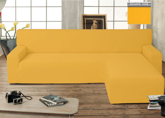 Copridivano Genius Con Penisola Chaise Longue Modello Swing Colore Senape - Destra - Senape