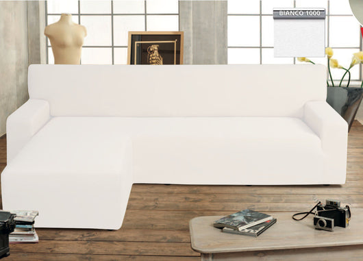 Copridivano Genius Con Penisola Chaise Longue Modello Swing Colore Bianco - Sinistra - Bianco