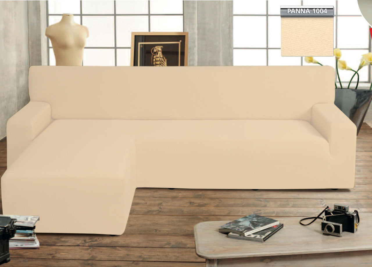 Copridivano Genius Con Penisola Chaise Longue Modello Swing Colore Panna - Sinistra - Panna