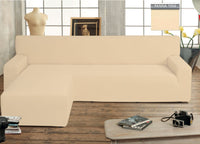 Copridivano Genius Con Penisola Chaise Longue Modello Swing Colore Panna - Sinistra - Panna