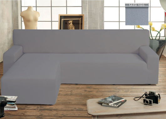 Copridivano Genius Con Penisola Chaise Longue Modello Swing Colore Grigio Sassi - Sinistra - Grigio