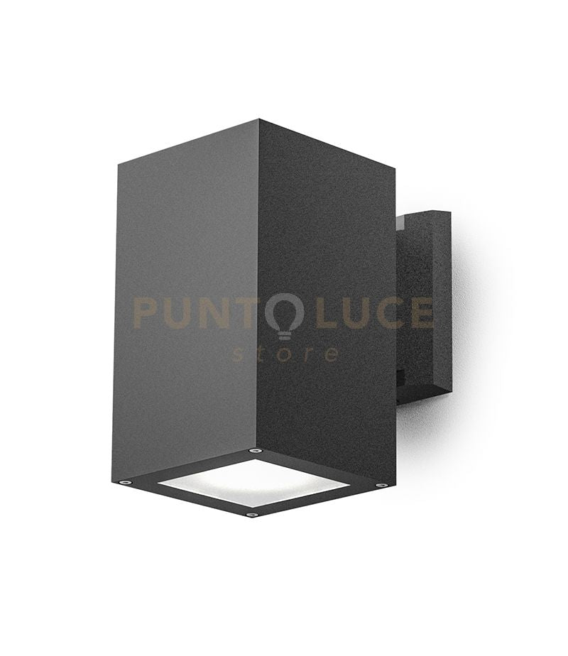 GES1013- APPLIQUE QUADRATA IN ALLUMINIO COLORE GRIGIO ANTRACITE 1 LUCE ATTCCO E27 IP65