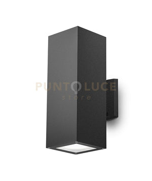 GES1016- APPLIQUE RETTANGOLARE IN ALLUMINIO COLORE GRIGIO ANTRACITE 2 LUCI ATTCCO E27 IP65
