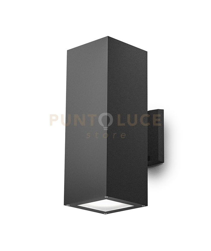 GES1016- APPLIQUE RETTANGOLARE IN ALLUMINIO COLORE GRIGIO ANTRACITE 2 LUCI ATTCCO E27 IP65