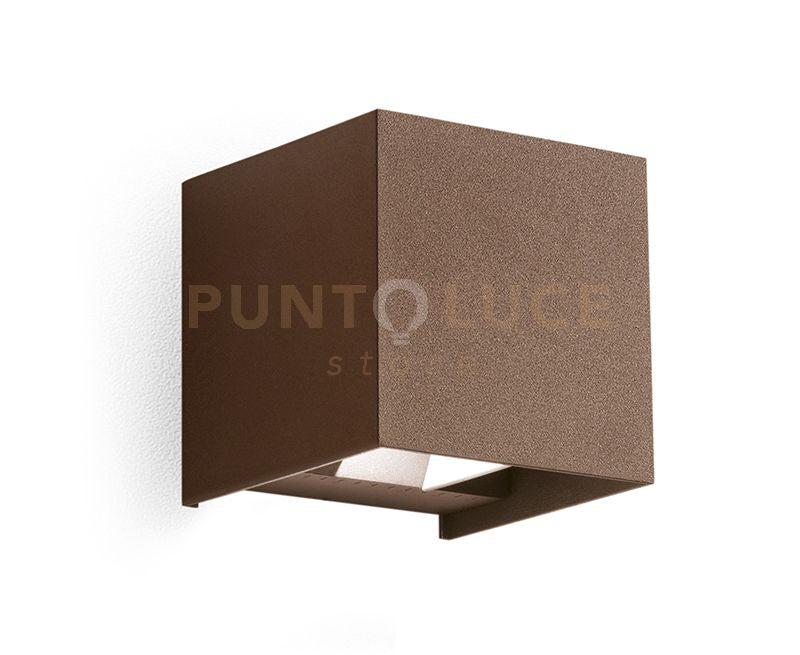 GES1025- APPLIQUE LED 3000K-4000K-5500K  800LM 2X5W DOPPIA ILLUMINAZIONE  IP65 COLORE MARRONE 12X12CM