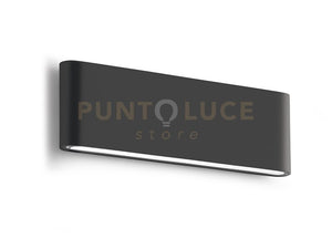 GES884N-  APPLIQUE  ANTRACITE A LED 4000K 1270LM 2X12W BIEMISSIONE  IP54 ALLUMINIO E VETRO 28CM