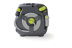 AQUABAG STYLE VERDE LIME, mini avvolgitubo per giardino,11,5M tubo,lancia 8 getti,raccordi,appendibile,Made in Italy