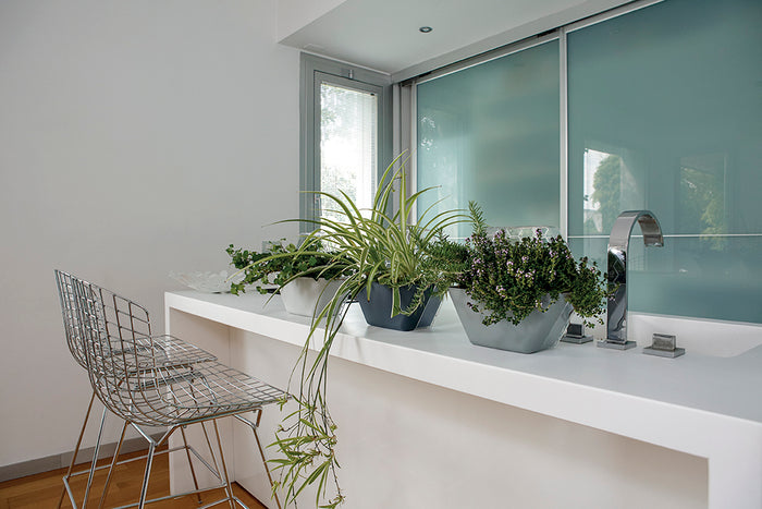 MODO GRIGIO SCURO, vaso da interno modulabile, appendibile a muro o da appoggio, MADE IN ITALY