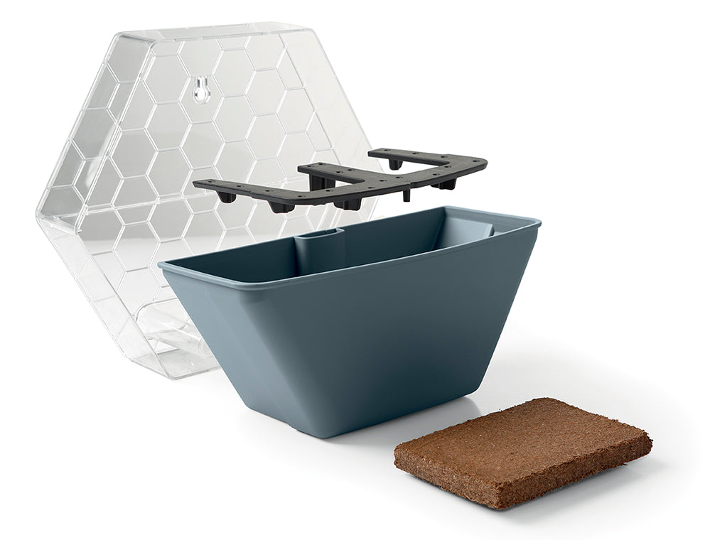 MODO GRIGIO SCURO, vaso da interno modulabile, appendibile a muro o da appoggio, MADE IN ITALY