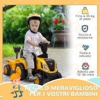 Camion Giocattolo per Bambini 12-36 Mesi con Pala e Rimorchio, in PP e Metallo, 91x29x44 cm, Giallo