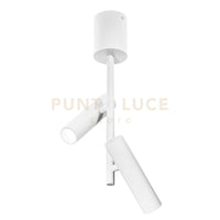 GFA1454C- FARETTO SPOT ORIENTABILE 2 LUCI ATTACCO LED 3000K 1066LM 2X7W COLORE BIANCO SATINATO D.3,5CM H.43CM