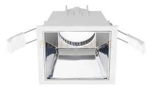 GFA624- FARETTO DA INCASSO BIANCO OPACO E CROMO 1 LUCE ATTACCO GU10 QUADRATO 9CM