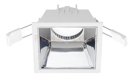 GFA624- FARETTO DA INCASSO BIANCO OPACO E CROMO 1 LUCE ATTACCO GU10 QUADRATO 9CM