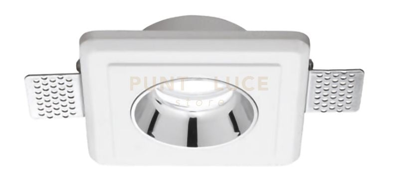 GFA634- FARETTO IN GESSO FINITURA CROMO DA INCASSO 1 LUCE ATTACCO GU10 12X12CM D.6,9CM