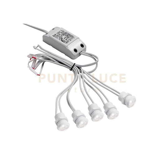 GFA921C- MODULO DA 5 FARETTI LED 3000K 750LM 5X1W D.2CM DA INCASSO BIANCO