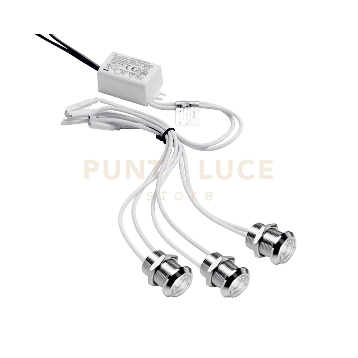 GFA922C- MODULO DA 3 FARETTI LED 3000K 450LM 3X1W D.2CM DA INCASSO COLORE ALLUMINIO