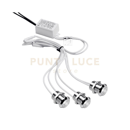 GFA922C- MODULO DA 3 FARETTI LED 3000K 450LM 3X1W D.2CM DA INCASSO COLORE ALLUMINIO