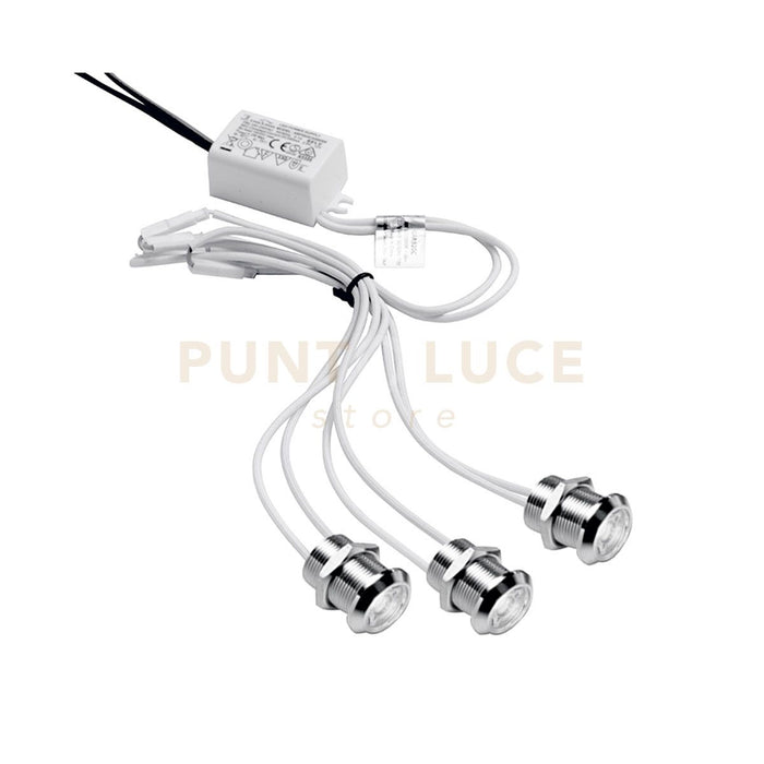 GFA922N- MODULO DA 3 FARETTI LED 4000K 480LM 3X1W D.2CM DA INCASSO COLORE ALLUMINIO