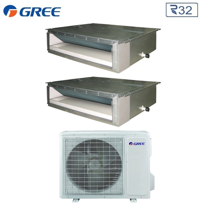Climatizzatore Condizionatore Gree Canalizzato Dual Split Inverter 9+12 con GWHD(24)NK6OO R-32 9000+12000