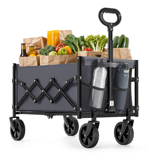 Carrello da trasporto pieghevole carrello da spiaggia carrello da campeggio con maniglia 4 ruote rinforzate di cui 2 universali portata 150 kg giardino esterno nero 12_0005032