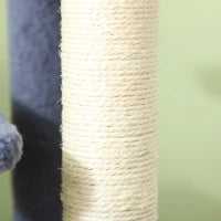 Scala per Gatti a 4 Livelli Coperto di Morbida Franela Palo di Sisal Palla Appesa 60x40x64 cm Grigio