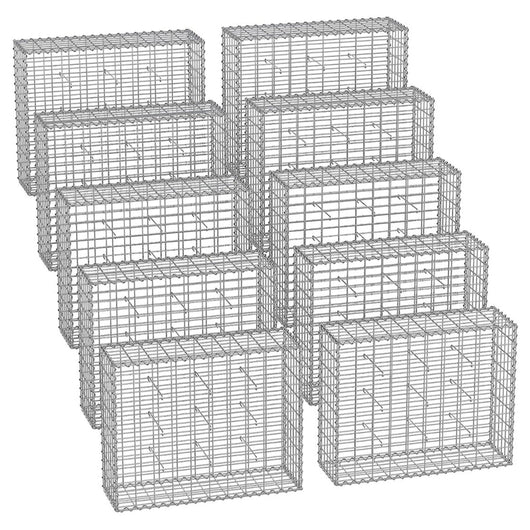 Set di 10 gabbioni per pietra in metallo gabbia per pietre cesto in rete 5 x 10 cm parete zincata aiuola decorazione da giardino 100 x 50 x 30 cm grigio 12_0005956