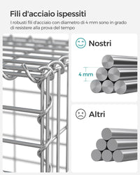 Gabbione in metallo a maglia fine 5 x 10 cm in acciaio zincato antiruggine 100 x 90 x 30 cm divisorio da parete decorazione da giardino 12_0003720