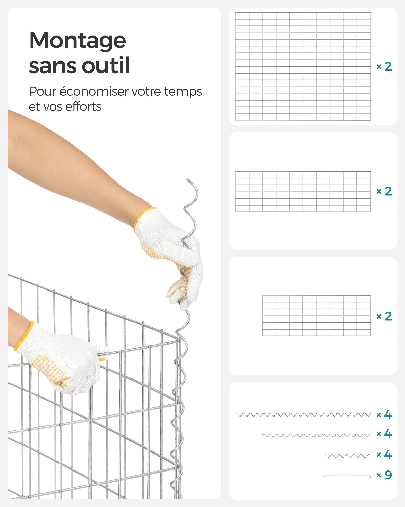 Gabbione in metallo a maglia fine 5 x 10 cm in acciaio zincato antiruggine 100 x 90 x 30 cm divisorio da parete decorazione da giardino 12_0003720
