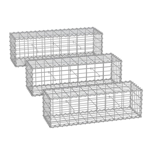 Gabbione per gabbia in pietra cesto in metallo per pietre rete 5 x 10 cm parete zincata aiuola decorazione da giardino 100 x 30 x 30 cm set da 3 argento 12_0005960