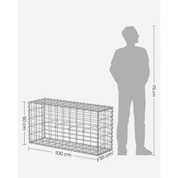 Set di 3 gabbioni per pietra in metallo gabbia per pietre cesto in rete 5 x 10 cm parete zincata aiuola decorazione da giardino 100 x 50 x 30 cm grigio 12_0005958