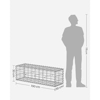 Set di 5 gabbioni per pietra in metallo gabbia per pietre cesto in rete 5 x 10 cm parete zincata aiuola decorazione da giardino 100 x 50 x 30 cm grigio 12_0005966