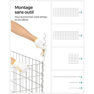 Set di 5 gabbioni per pietra in metallo gabbia per pietre cesto in rete 5 x 10 cm parete zincata aiuola decorazione da giardino 100 x 50 x 30 cm grigio 12_0005966