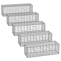 Set di 5 gabbioni per pietra in metallo gabbia per pietre cesto in rete 5 x 10 cm parete zincata aiuola decorazione da giardino 100 x 50 x 30 cm grigio 12_0005966