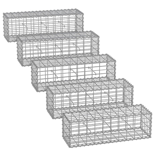 Set di 5 gabbioni per pietra in metallo gabbia per pietre cesto in rete 5 x 10 cm parete zincata aiuola decorazione da giardino 100 x 50 x 30 cm grigio 12_0005966