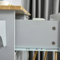 Carrello da Cucina Multiuso in Legno con 2 Cassetti, 3 Antine e 4 Ruote 121x46x91cm, Grigio