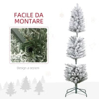 Albero di Natale Innevato con 263 Rami e Luci LED Bianche in Plastica e Metallo, Ø45x150 cm, Verde