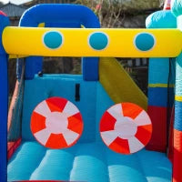 Castello Gonfiabile 4 in 1 Bimbi 3-8 Anni, Scivolo e Piscina, 265x260x200cm